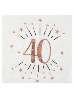 10 serviettes 40 ans rose gold