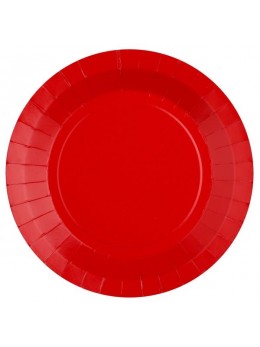 10 Assiettes carton ronde 22cm rouge