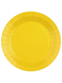 10 Assiettes carton ronde 22cm jaune