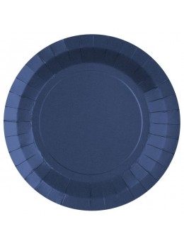 10 Assiettes carton ronde 22cm bleu foncé