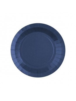 10 Assiettes carton ronde 18cm bleu foncé