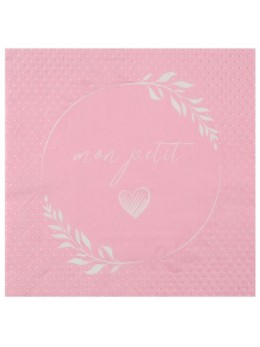20 serviettes "mon petit coeur" rose