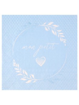 20 serviettes "mon petit coeur " bleu