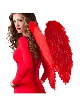 Ailes ange plumes rouges 65 cm