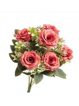 Bouquet 6 roses avec feuillage