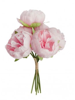 Bouquet de 6 pivoines tissu rose