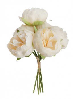 Bouquet de 6 pivoines tissu blanc