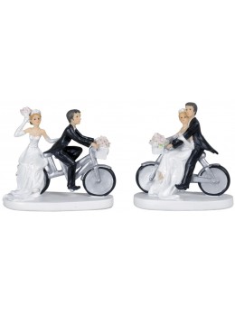 Figurine couple mariés résine vélo