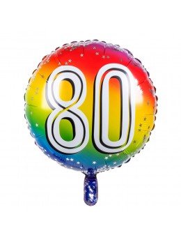 Ballon alu 80 ans multicolore