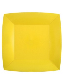10 Assiettes carton jaune 23cm