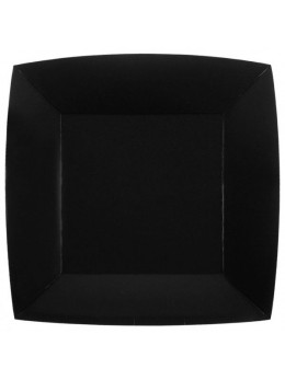 10 Assiettes carton noir 23cm
