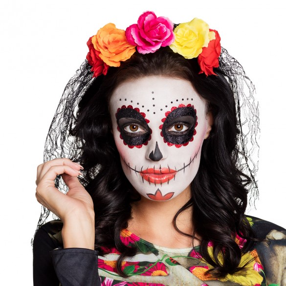 Serre tête halloween mexicain fleurs multicolores