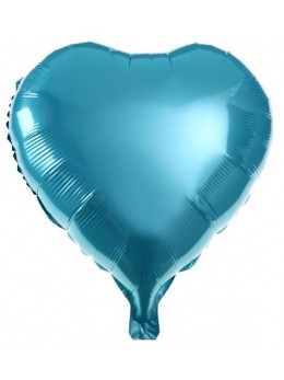Ballon alu coeur bleu nacré