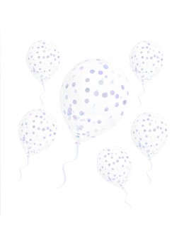 6 Ballons transparent avec confetti irisé
