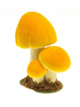3 champignons jaune 17cm sur socle