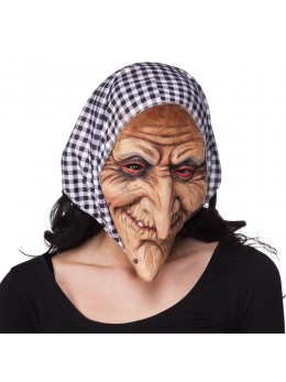 Masque latex adulte sorcière avec foulard