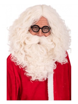 Perruque et barbe luxe Père Noël naturel