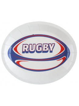 10 assiettes ballon de rugby 25cm