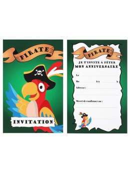 6 Cartes invitation pirates