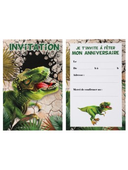 6 Cartes invitation dinosaure