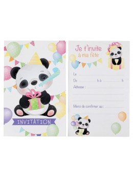6 Cartes invitation panda