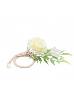 Rond de serviette rose blanche
