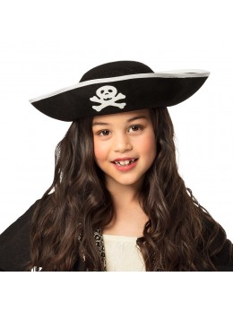 Chapeau tricorne feutre pirate enfant