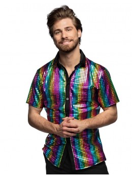 Déguisement chemise disco facettes multicolore