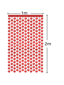 Rideau foil petits coeurs rouge 200 X 100 cm