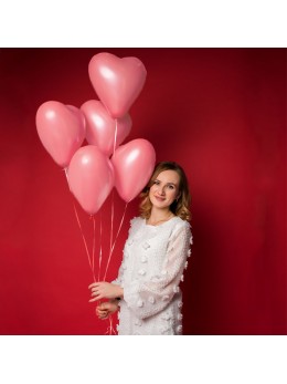10 ballons coeur rose pale