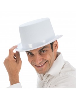 Chapeau haut de forme feutrine blanc