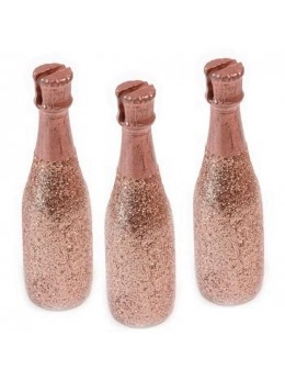 3 Marque-places Bouteille de Champagne rose gold
