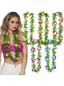 Collier Hawaï feuilles à fleurs multicolores