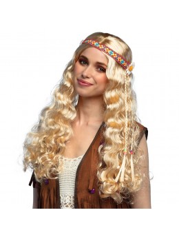 Perruque hippie blonde bouclée